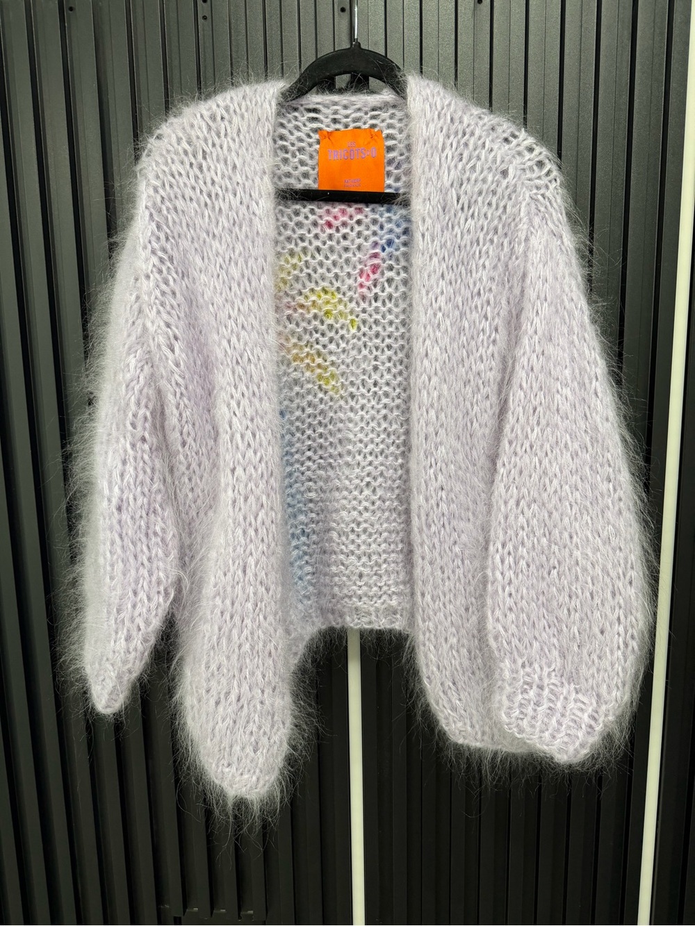 Open Front Mohair-Blend Cardigan in Light Lavender